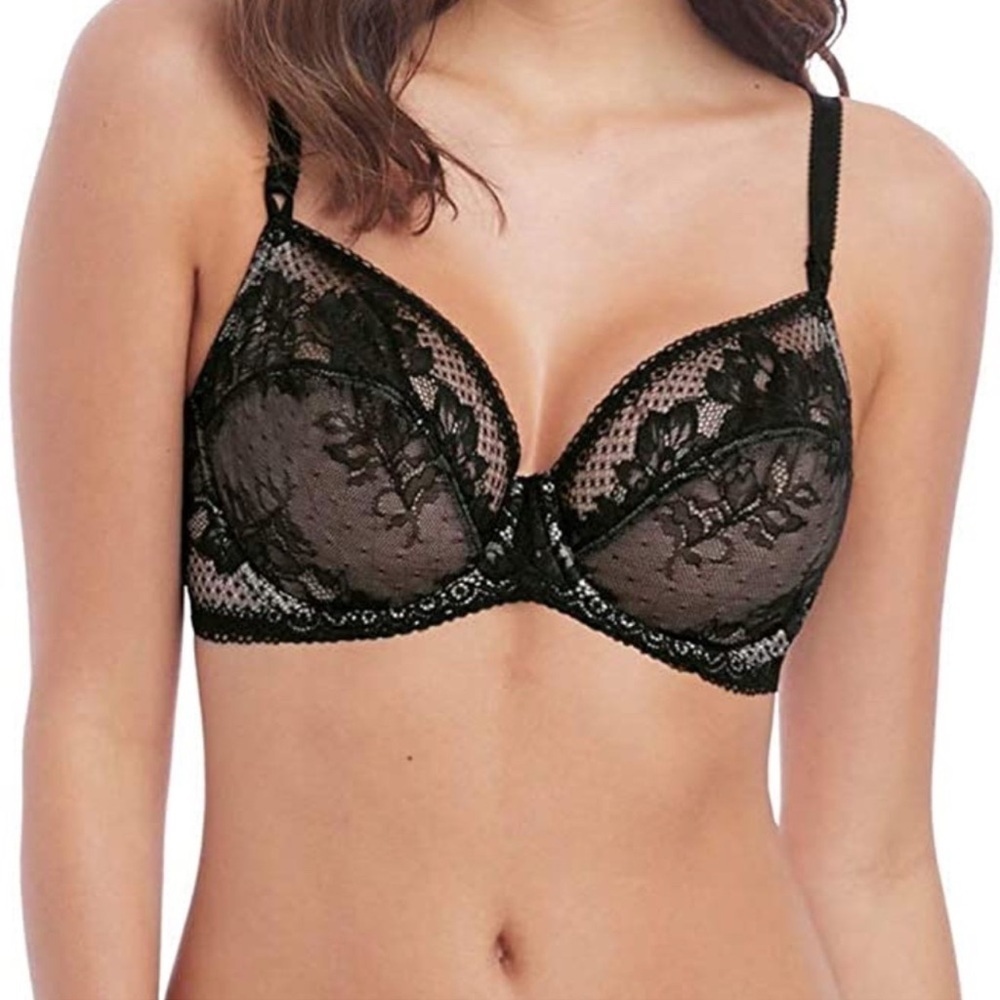 Wacoal Lace to Love Underwire Bra 855297 Black/Nude 34C